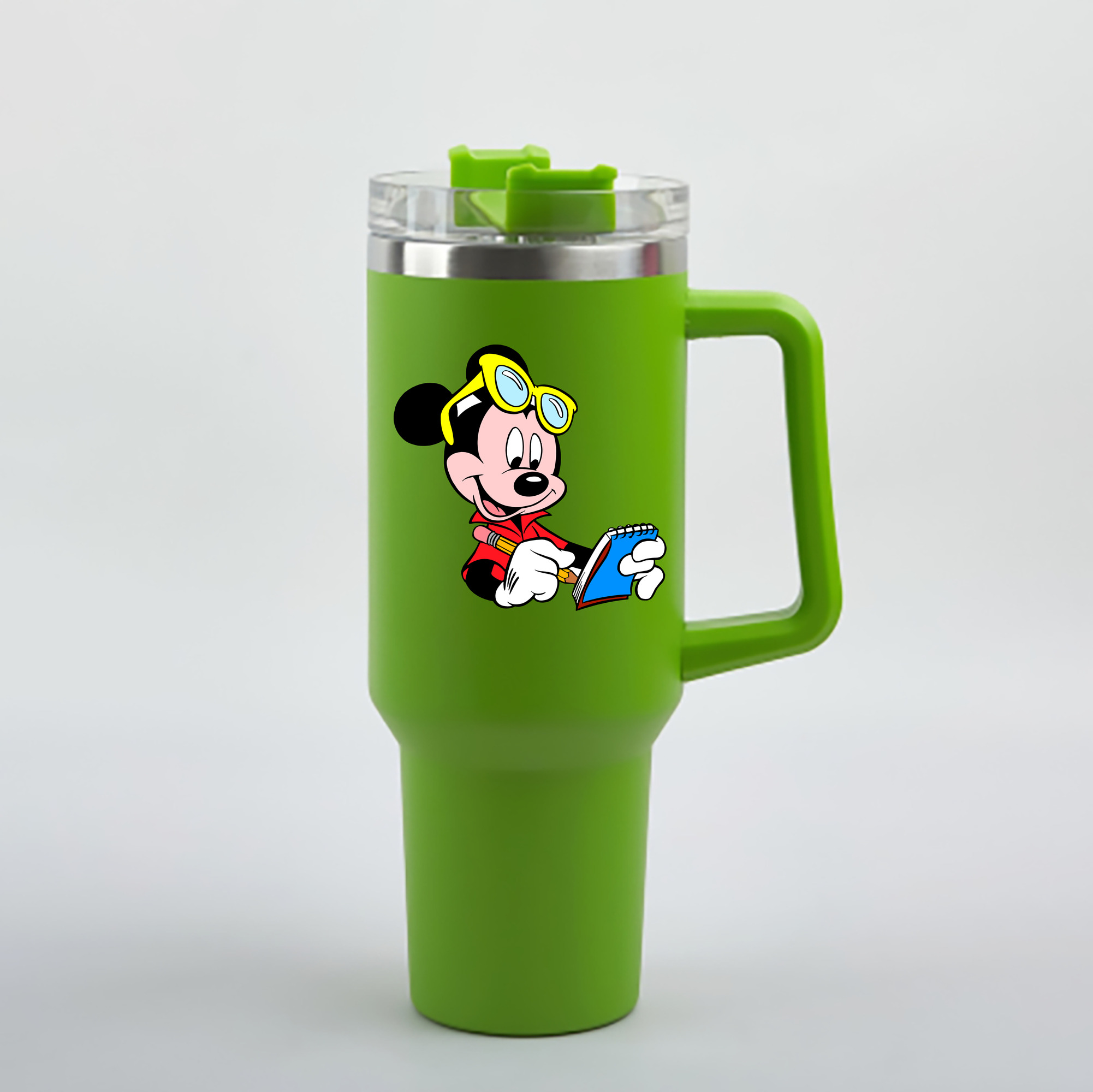 （画像用） ミッキーマウス Mickey Mouse 1200mL車用タンブラー - クリスタルステッカー（プラスチックストロー付き）